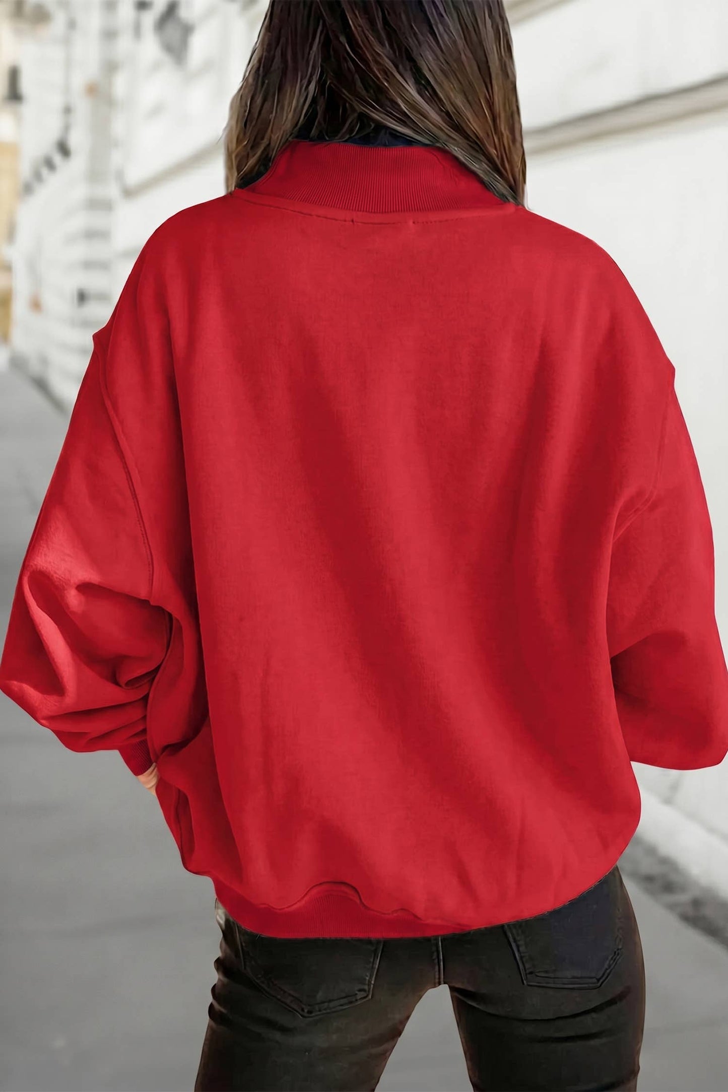 Reversible Oversized Mock Neck Sweatshirt | S-XL
