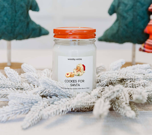 Cookies for Santa Candle 100% Soy Wax - Cotton or Wood wick