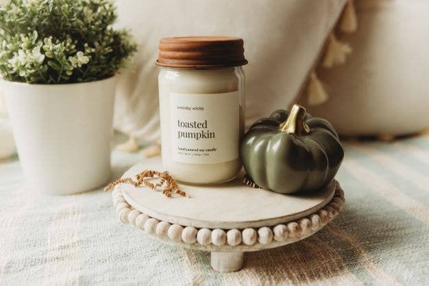 Fall Farmhouse Candle - Rust Lid Wood Wick 100% Soy Wax